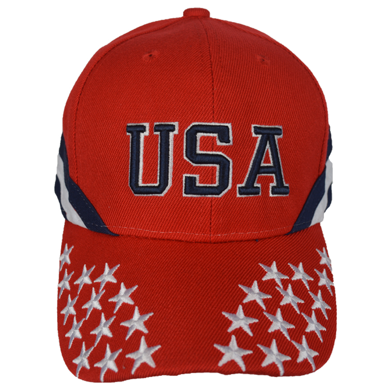 Red Embroidered Stars and Stripes Patriotic Cap – view 1