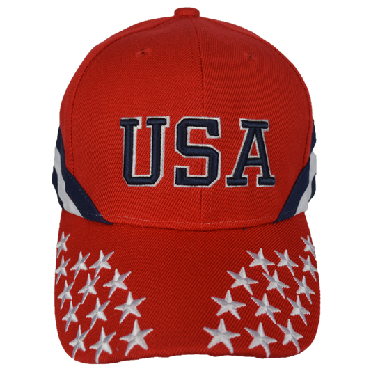 Red Embroidered Stars and Stripes Patriotic Cap – view 1