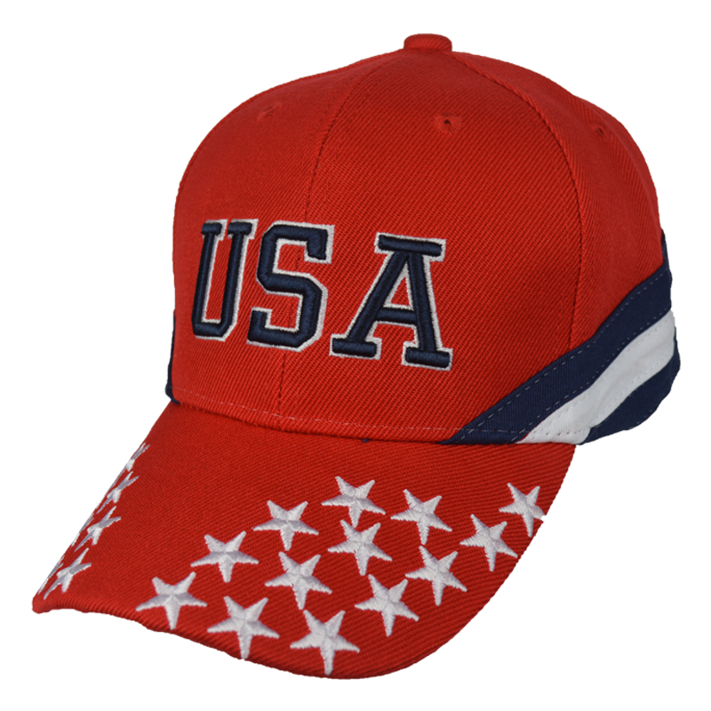 Red Embroidered Stars and Stripes Patriotic Cap – view 2