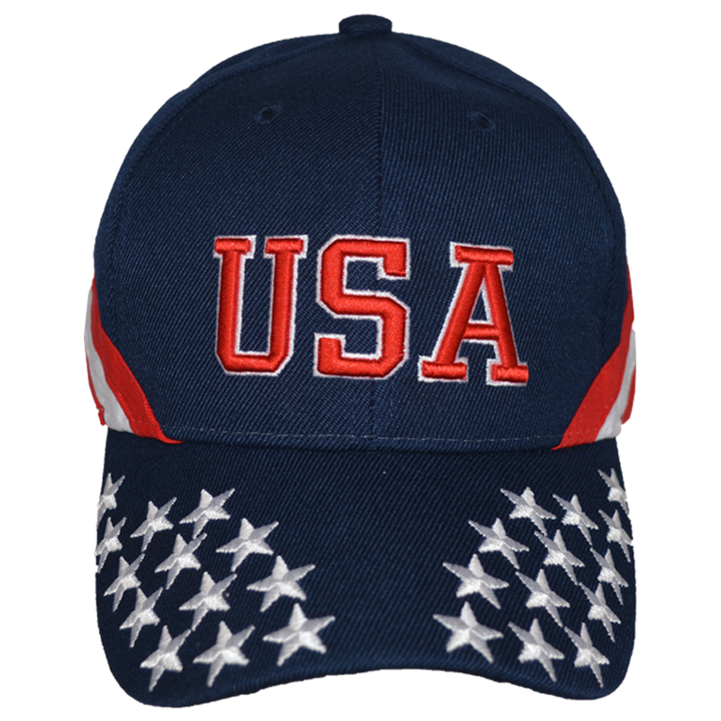 Navy Embroidered Stars & Stripes Patriotic Cap – view 1