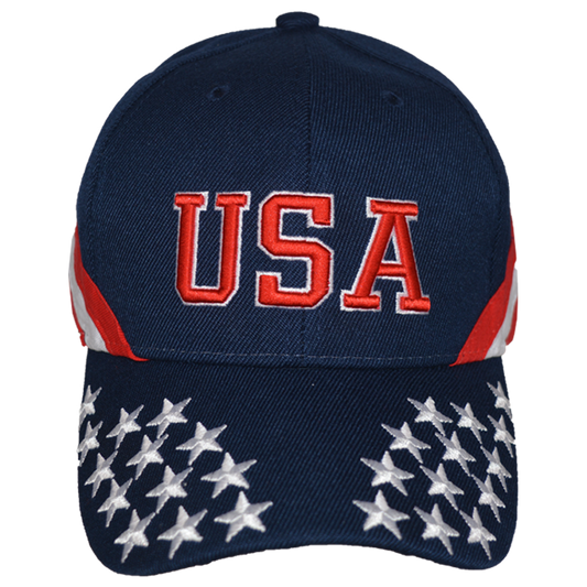 Navy Embroidered Stars & Stripes Patriotic Cap – view 1
