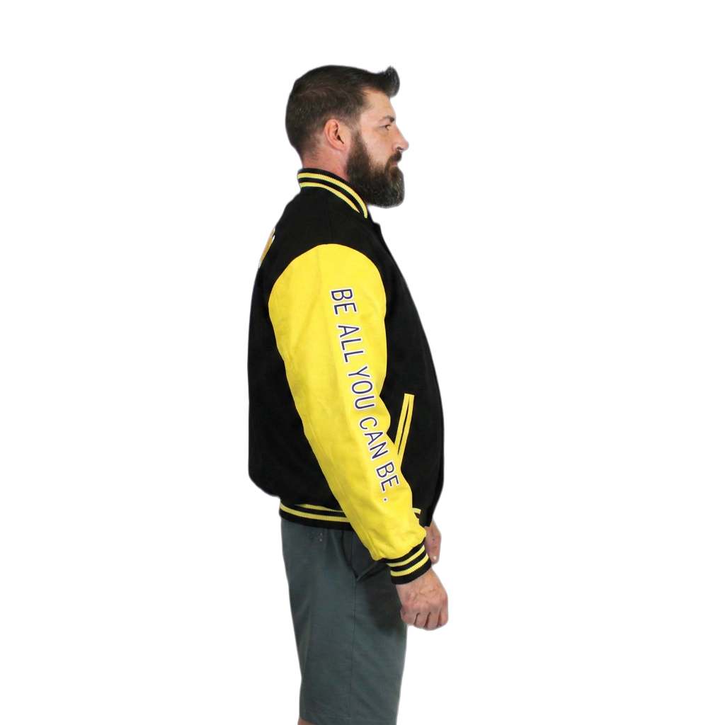 U.S. Army Varsity Jacket with Leather Sleeve- Yellow/Black – view 4