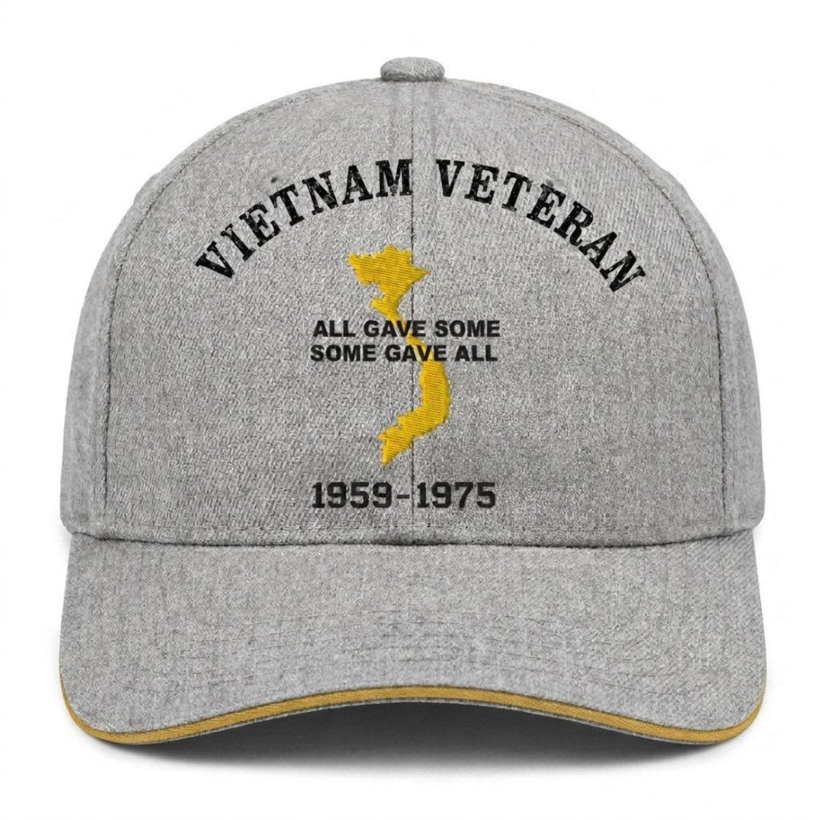 Vietnam Veteran All Gave Some, Some Gave All 1959-1975 Embroidered Cap - Heather Gray