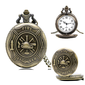 Vintage Firefighter Quartz Analog Pocket Watch