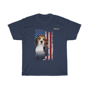 Beagle Dog with Distressed USA Flag Patriotic T-shirt - Military Republic