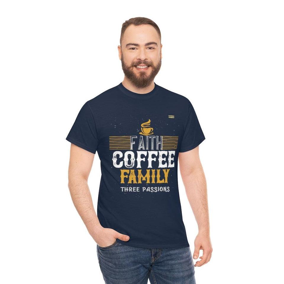 Love Faith, Coffee & Family Coffee Lover T-shirt - Military Republic