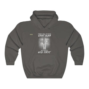 Put God First America Cross & Flag Unisex Hoodie - Military Republic