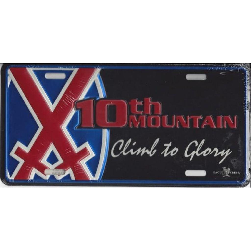 10th Mountain Climb To Glory Metal Army License Plate - Military Republic