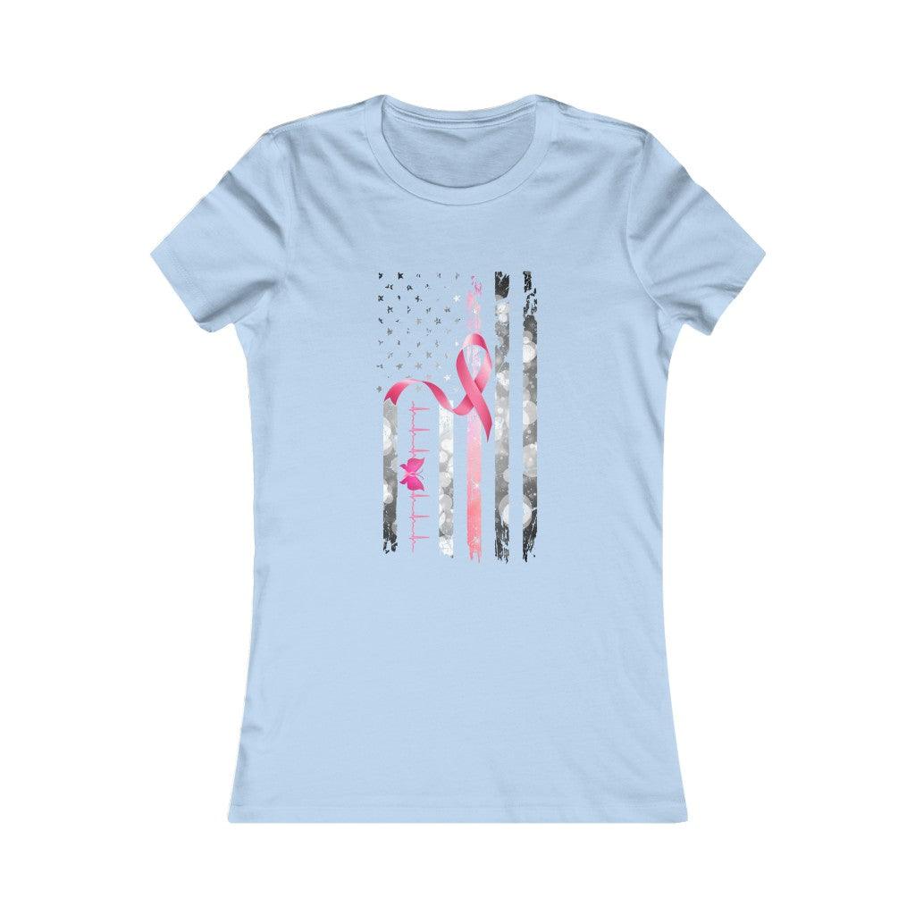 Pink Ribbon Breast Cancer  Flag  T-shirt - Military Republic