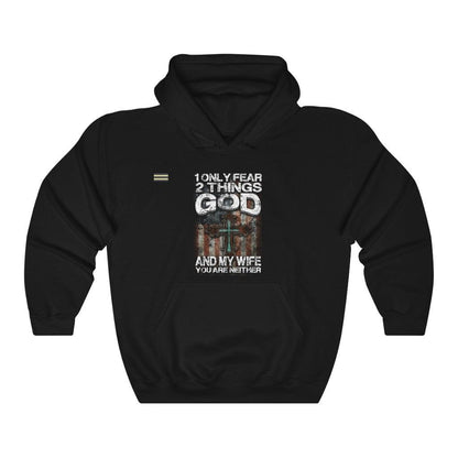 I Only Fear God & My Wife USA Flag & Cross Unisex Hoodie - Military Republic