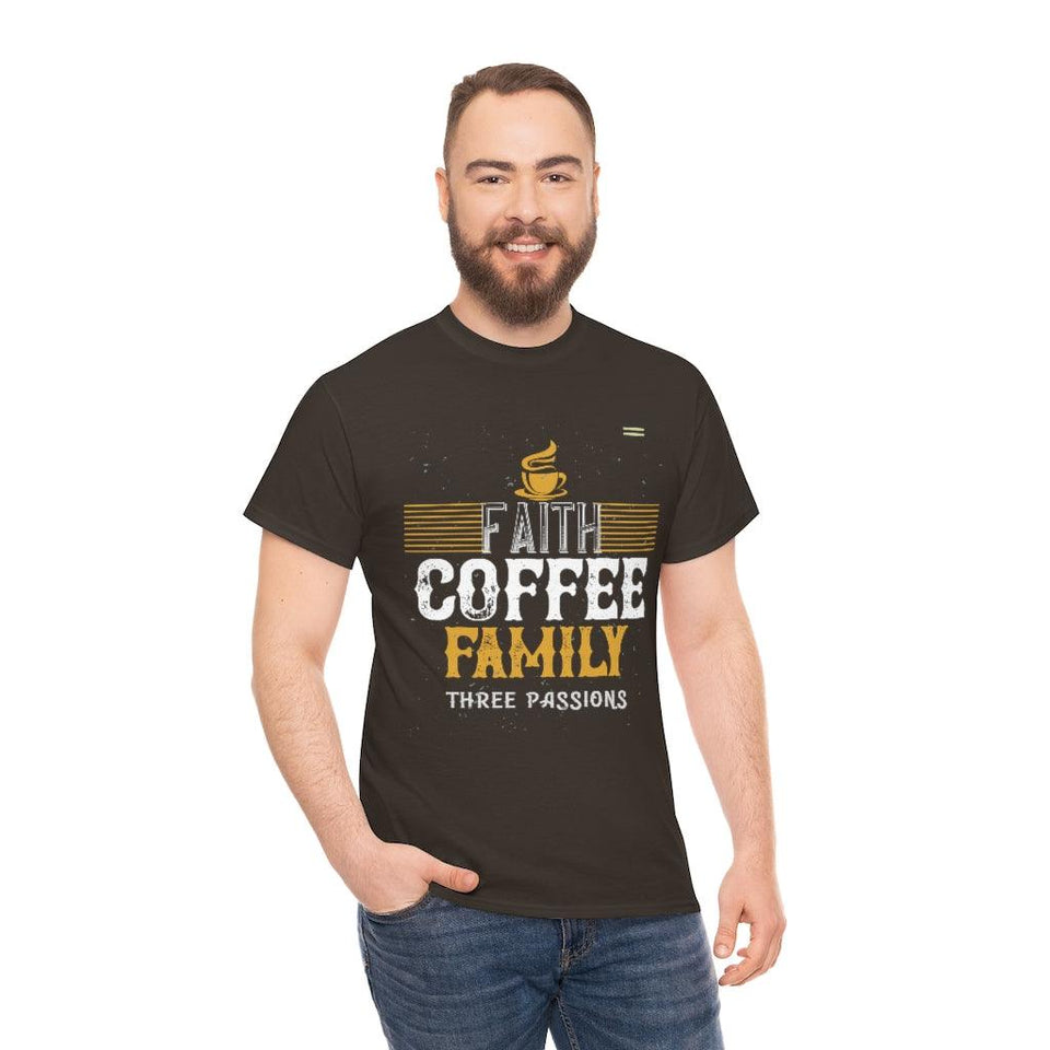 Love Faith, Coffee & Family Coffee Lover T-shirt - Military Republic