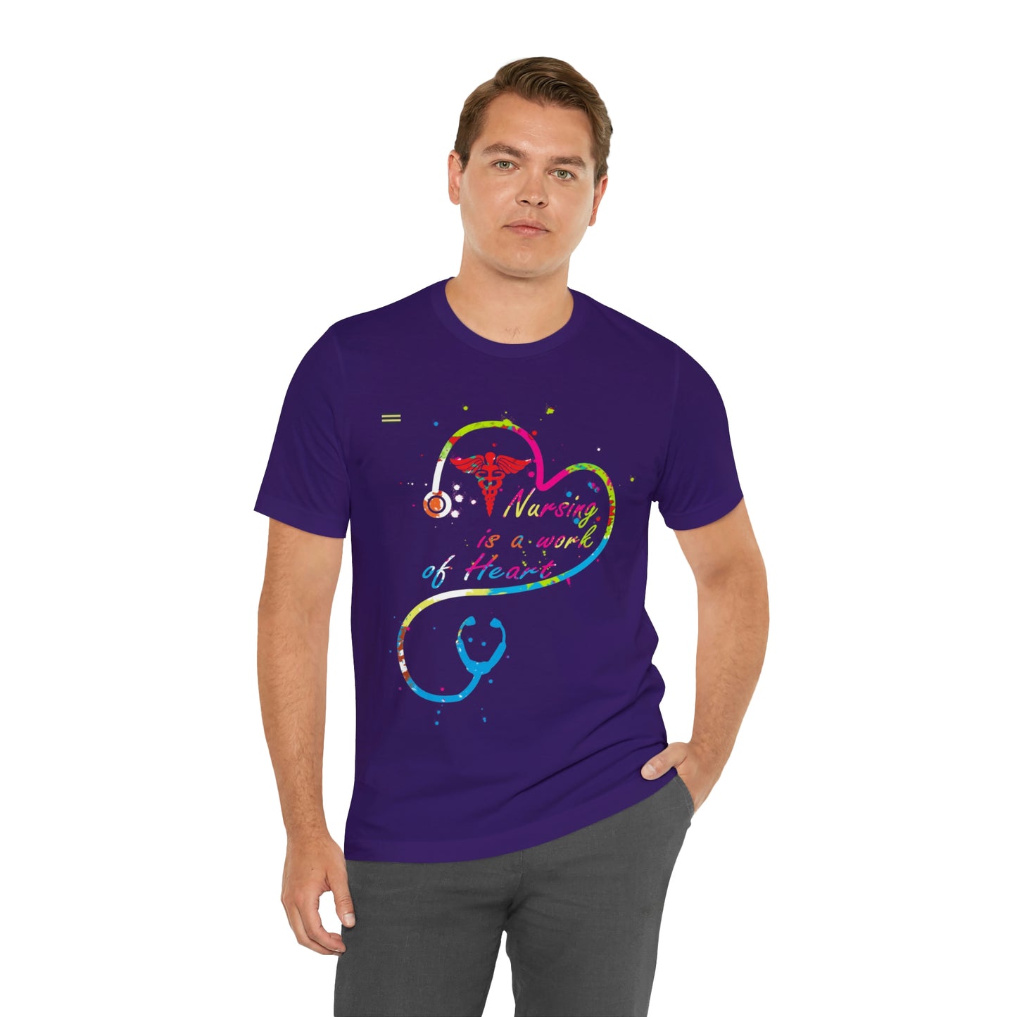 Nursing is a Work of Heart Stethoscope Design Nurse T-shirt