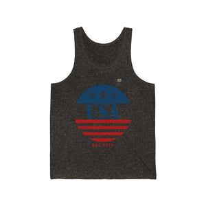 Circular Flag American Flag Est. 1776 Unisex Jersey Tank Top - Military Republic