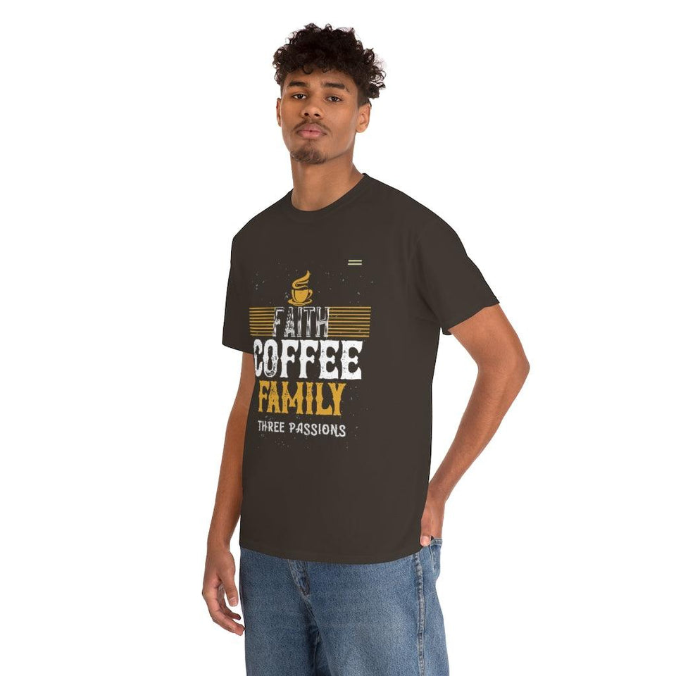 Love Faith, Coffee & Family Coffee Lover T-shirt - Military Republic