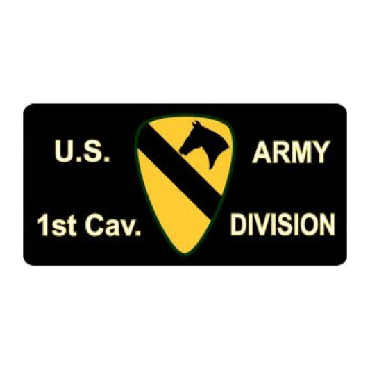 1st Cavalry Division Black Photo Metallic License Plate - Military Republic