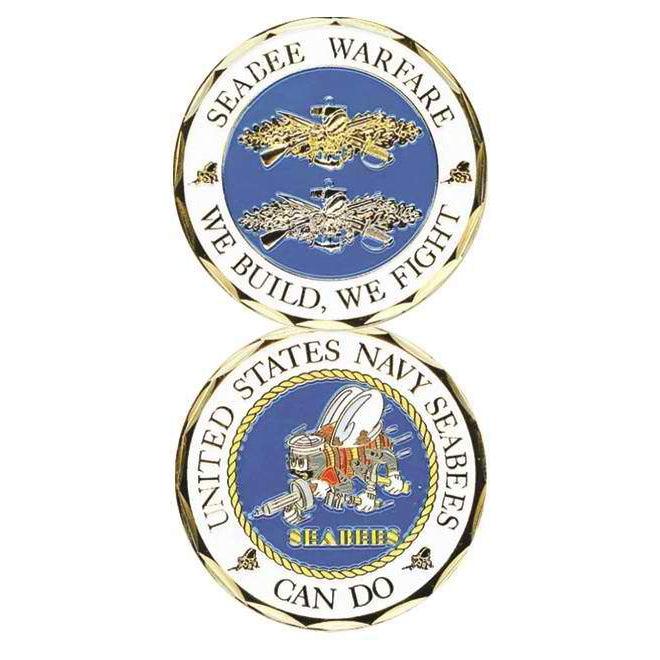 Seabee Warfare ''We Build - We Fight'' Challenge Coin - Military Republic