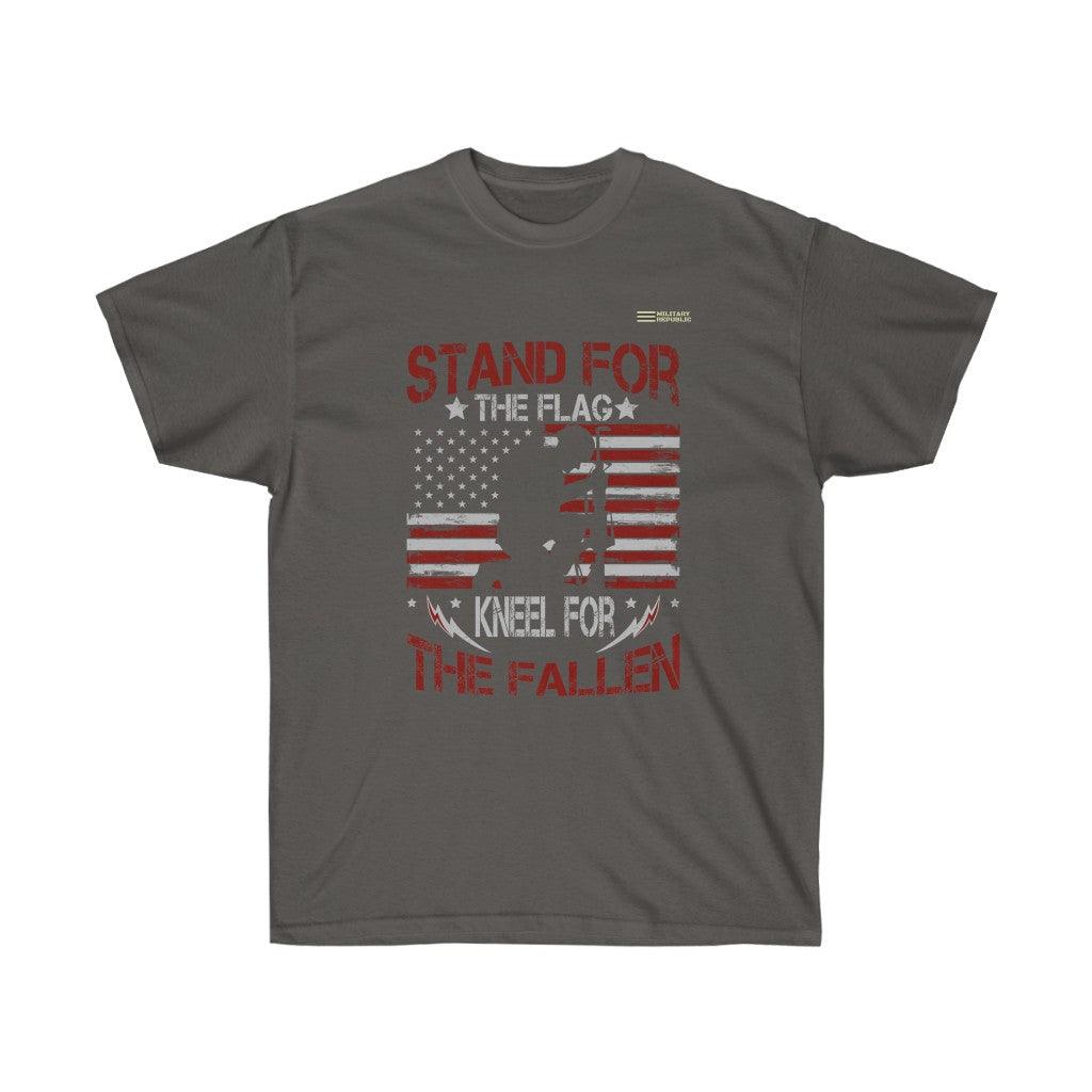 Stand For The Flag Kneel For The Fallen - Veteran T-shirt - Military Republic