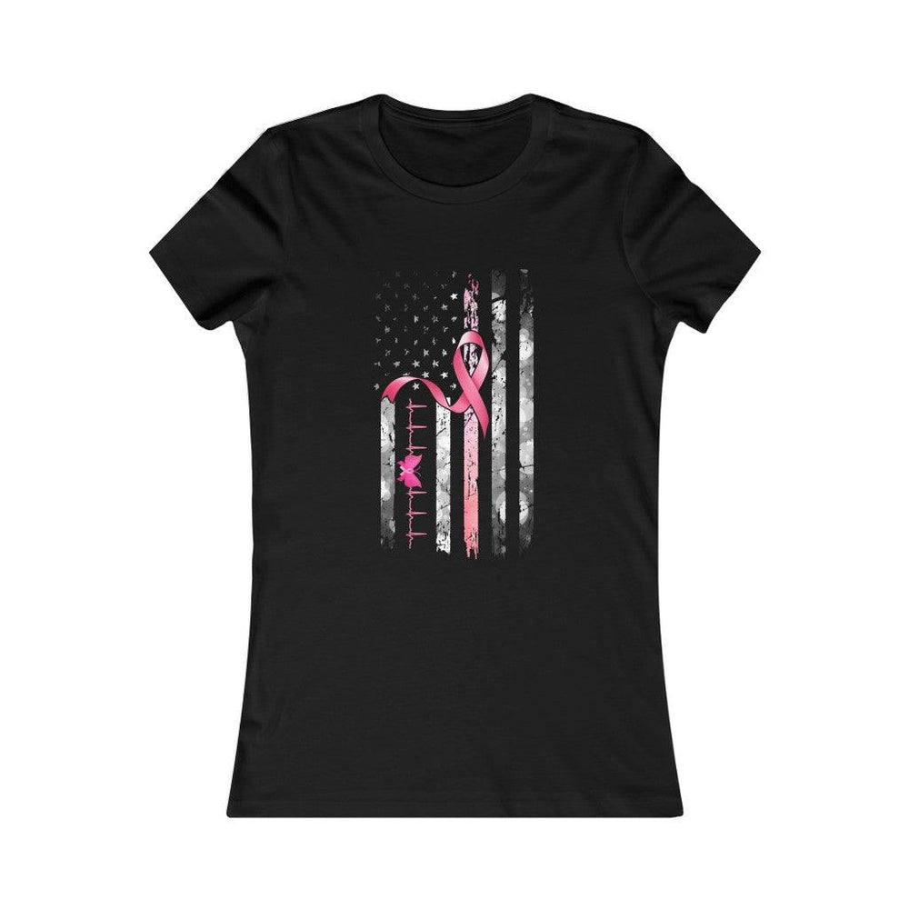 Pink Ribbon Breast Cancer  Flag  T-shirt - Military Republic