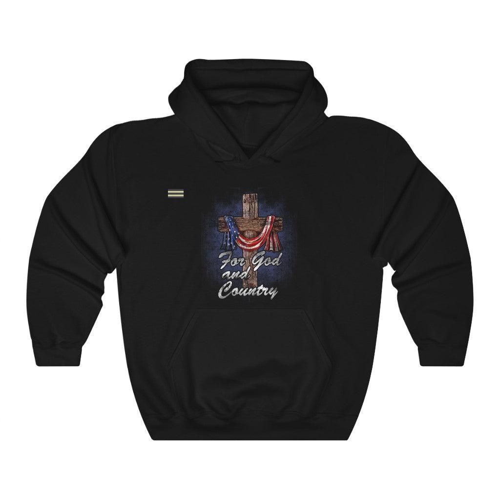 For God And Country Cross & USA Flag Unisex Hoodie - Military Republic