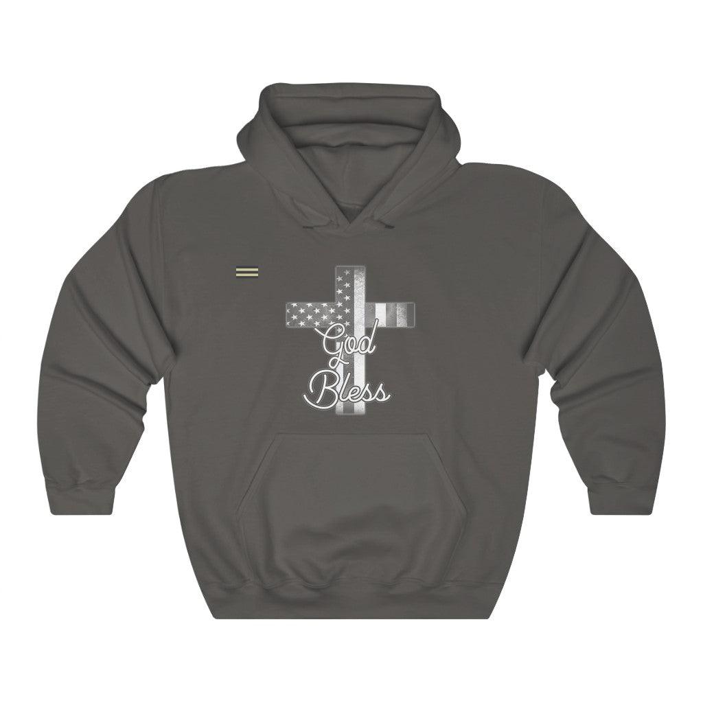 God Bless USA Flag and Cross Unisex Hoodie - Military Republic