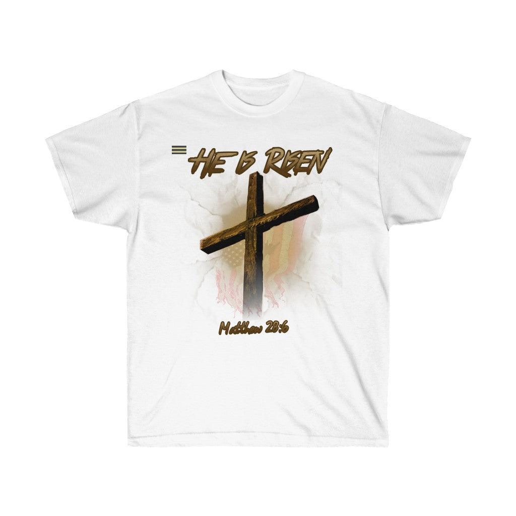 Jesus Is Risen Cross & Flag T-shirt - Military Republic