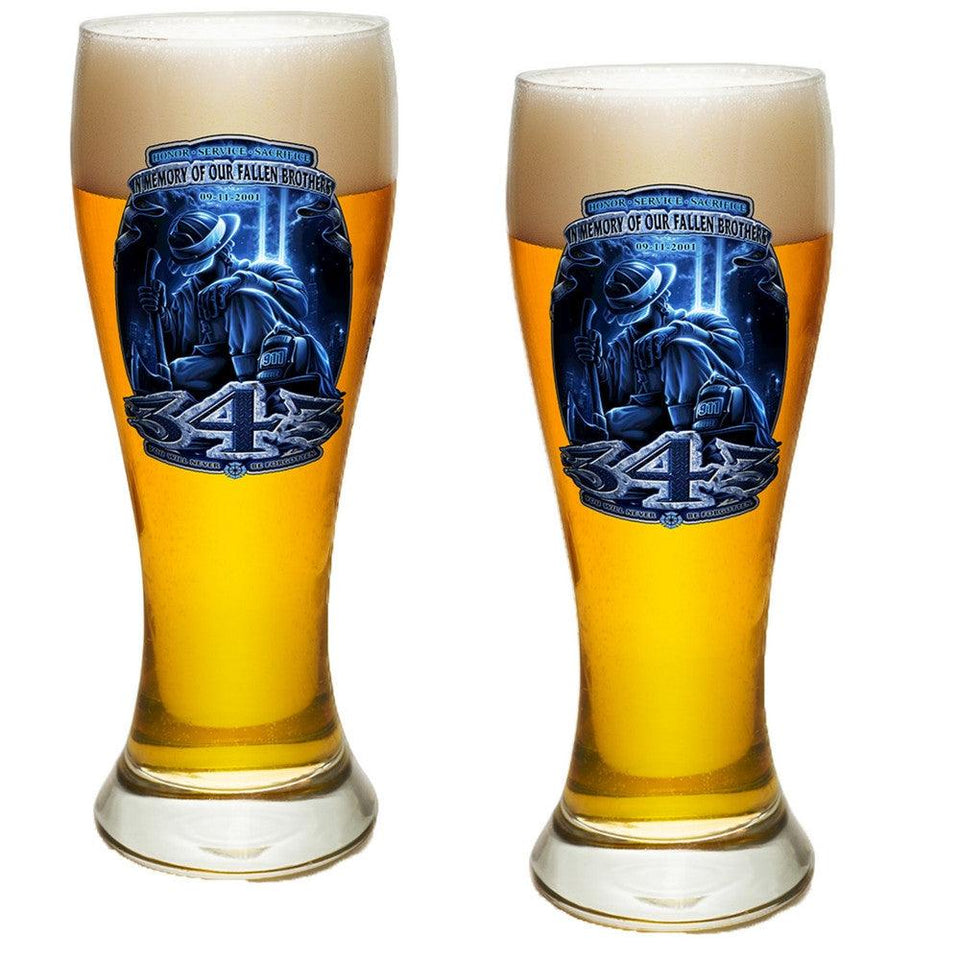 343 In Memory Of Our Fallen Brothers Pilsner Glass Set-Military Republic