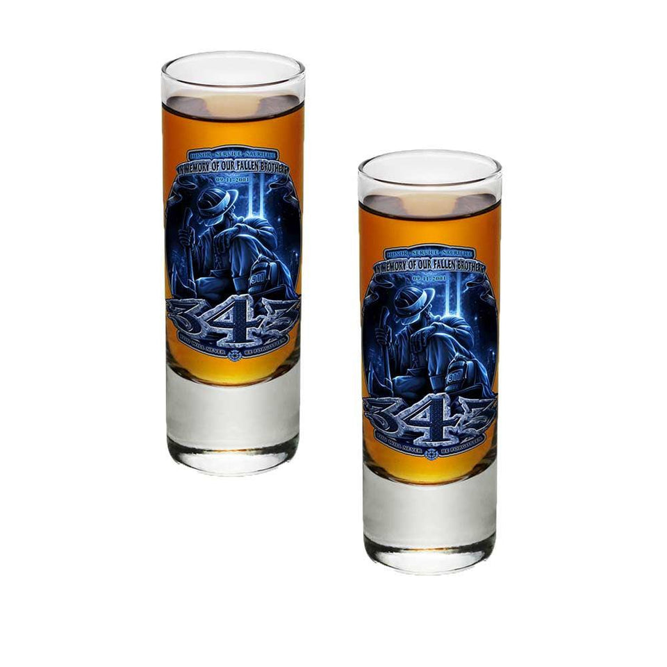 343 In Memory Of Our Fallen Brothers Shot Glasses-Military Republic
