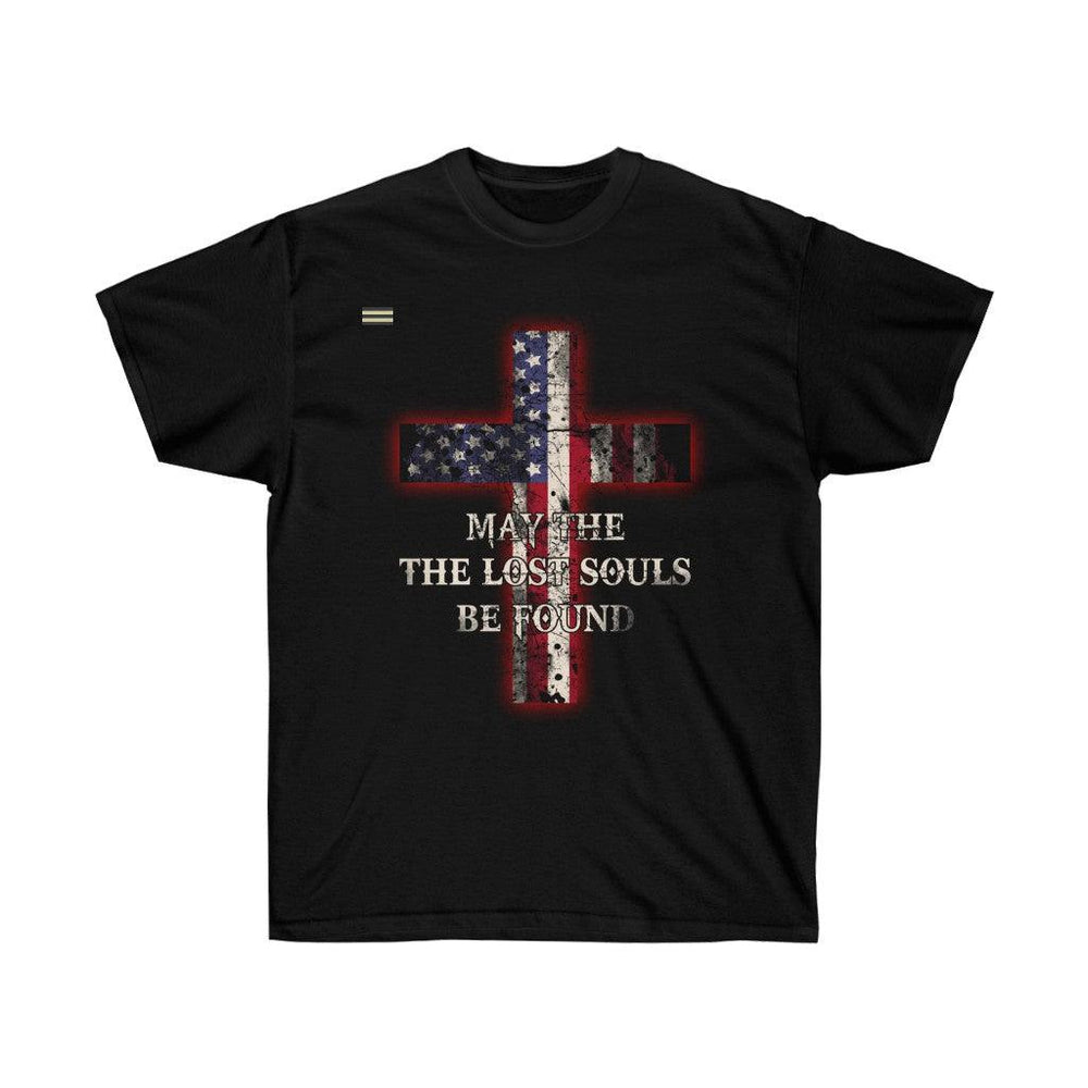May the Lost Souls Be Found Cross & Flag T-shirt - Military Republic