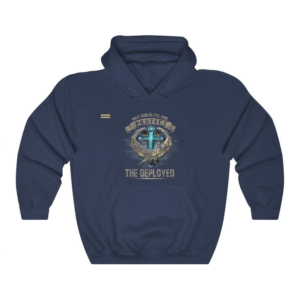 God Bless and Protect the Deployed Cross & Angel Unisex Hoodie - Military Republic