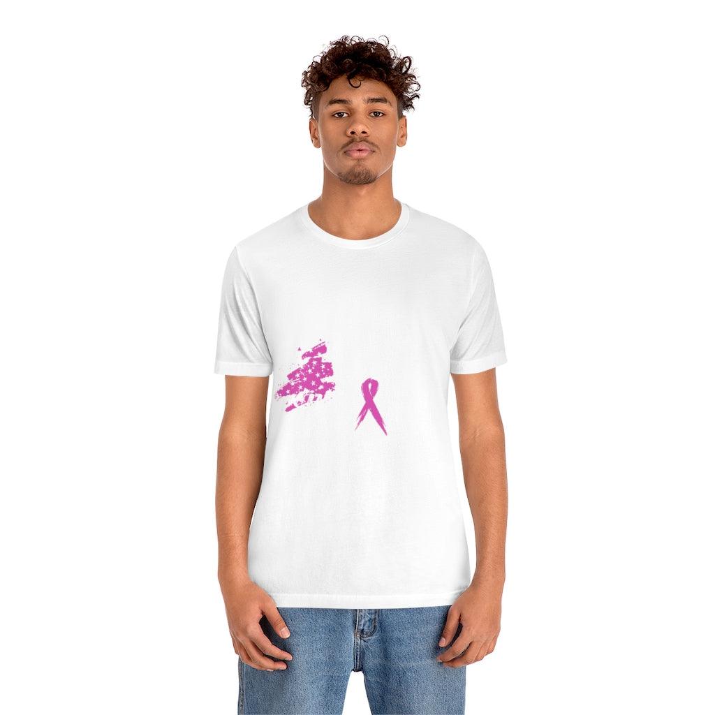 Cancer Survivor Pink Ribbon Contemporary USA Flag T-shirt - Military Republic