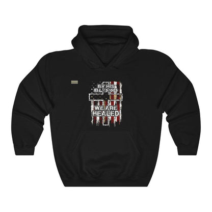 By His Blood We Are Health Flag & Cross Unisex Hoodie - Military Republic