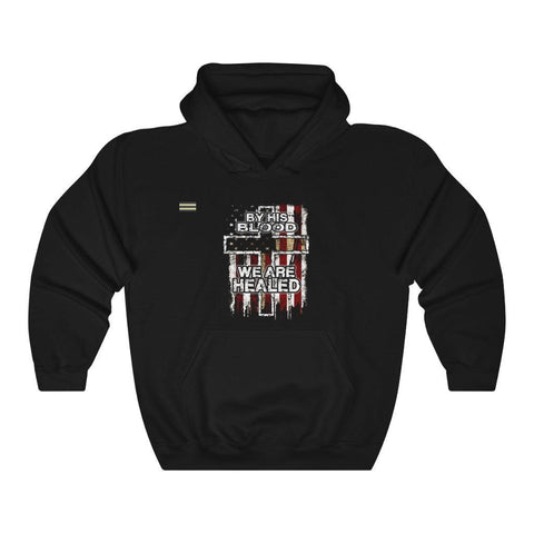 By His Blood We Are Health Flag & Cross Unisex Hoodie - Military Republic