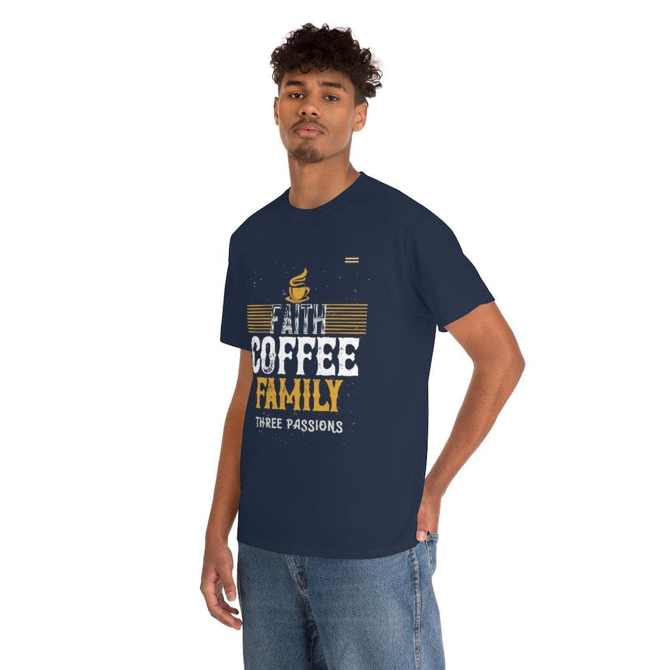 Love Faith, Coffee & Family Coffee Lover T-shirt - Military Republic