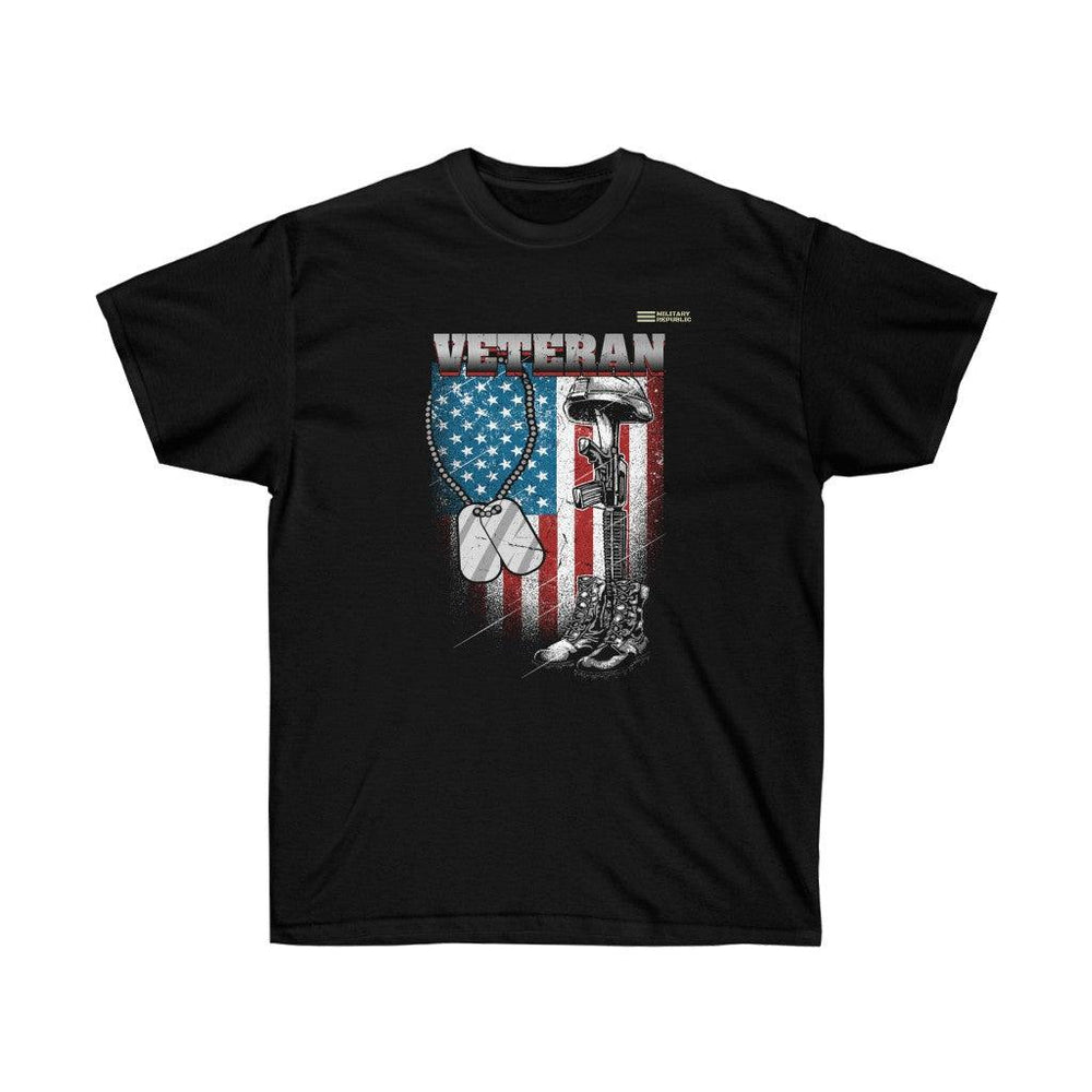 Veteran Distressed Flag - Veteran T-shirt - Military Republic