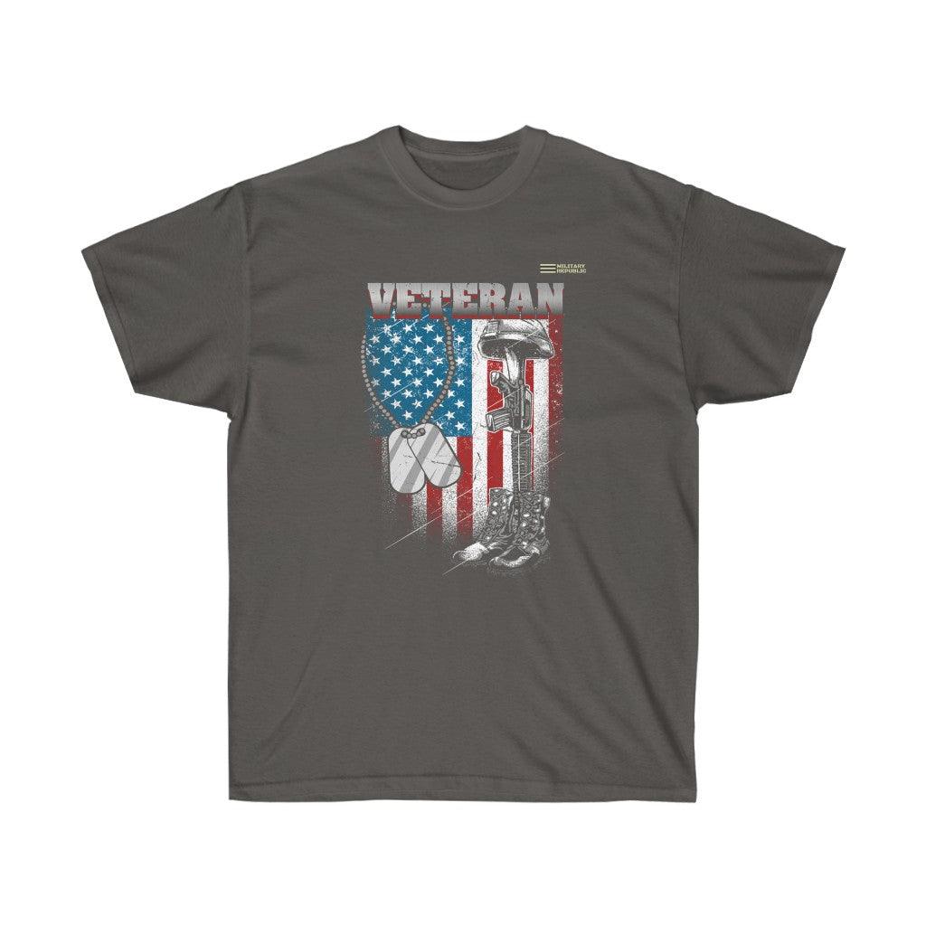 Veteran Distressed Flag - Veteran T-shirt - Military Republic