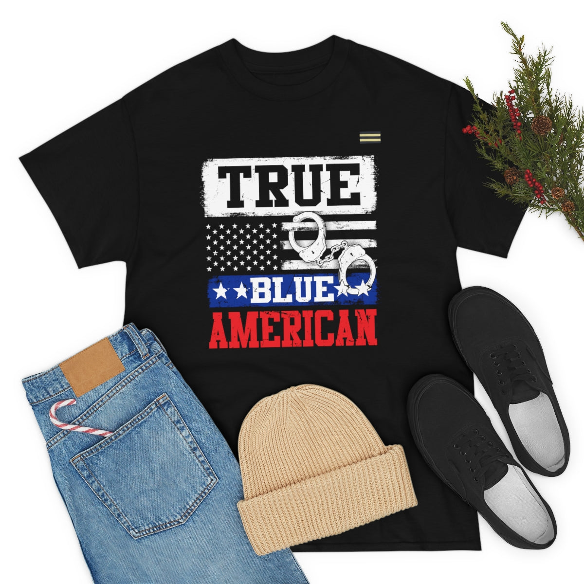 True Blue American Four Stars Law Enforcement T-shirt