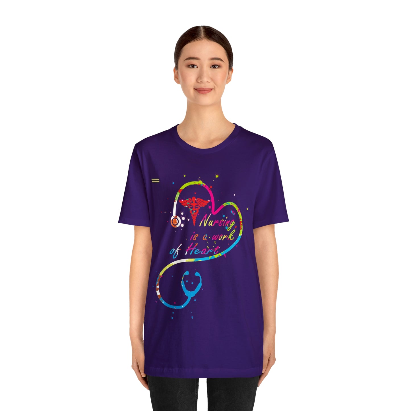 Nursing is a Work of Heart Stethoscope Design Nurse T-shirt