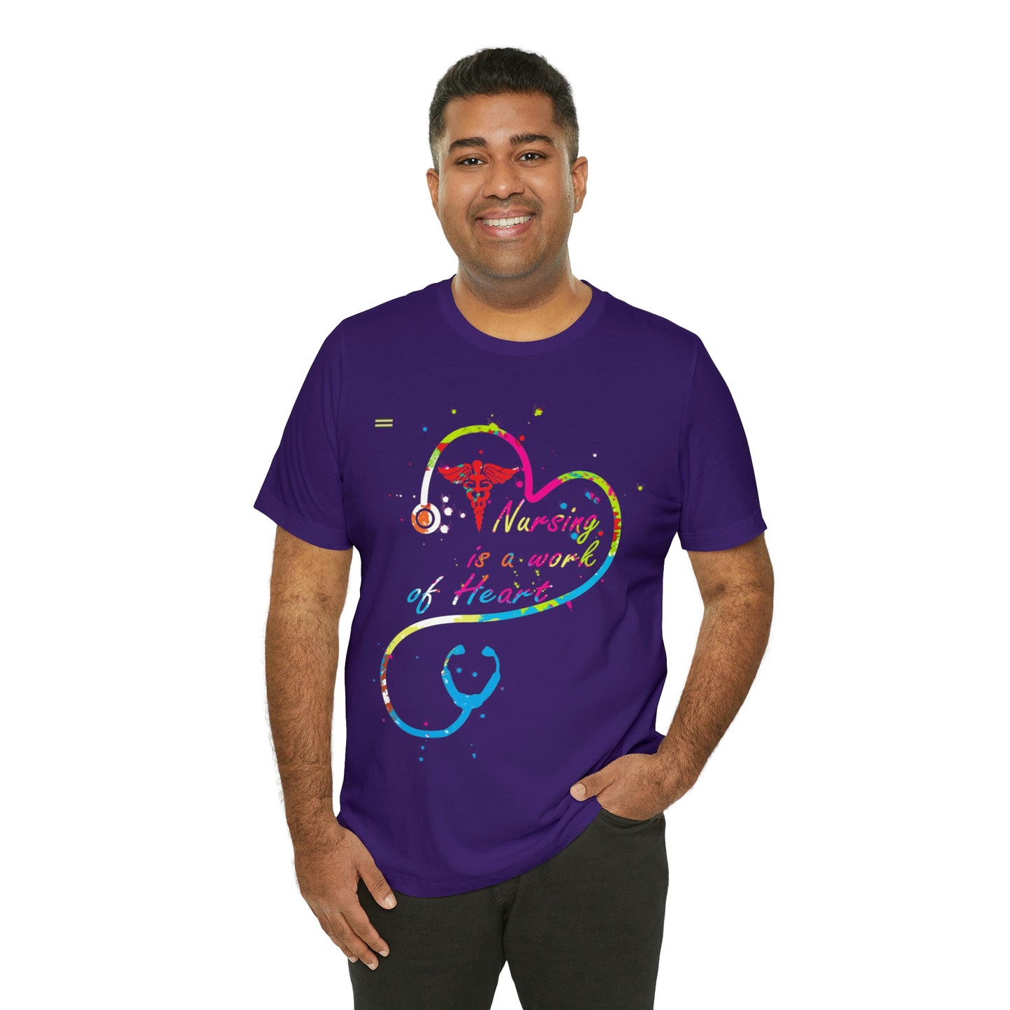 Nursing is a Work of Heart Stethoscope Design Nurse T-shirt