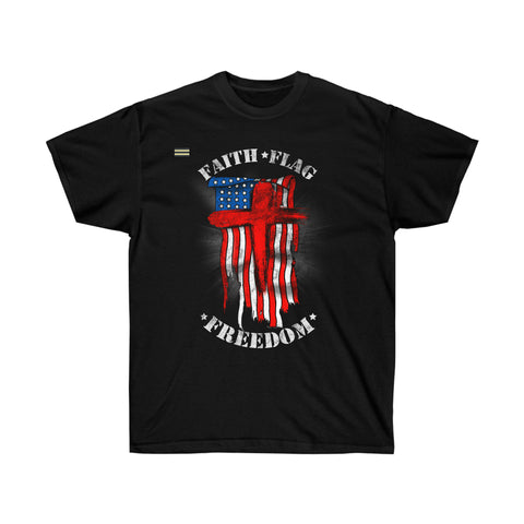 Faith Flag Freedom Christian Patriotic T-shirt