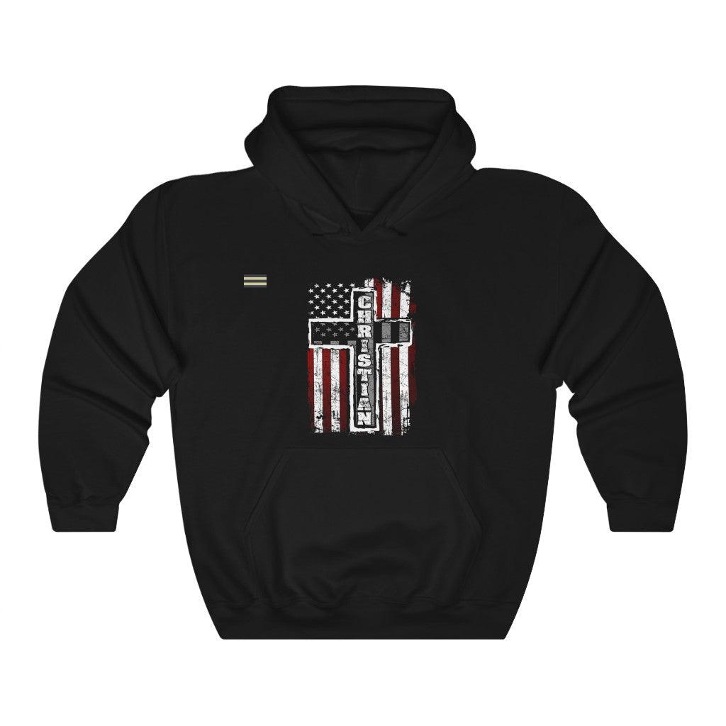 Christian Cross and USA Flag Unisex Hoodie - Military Republic