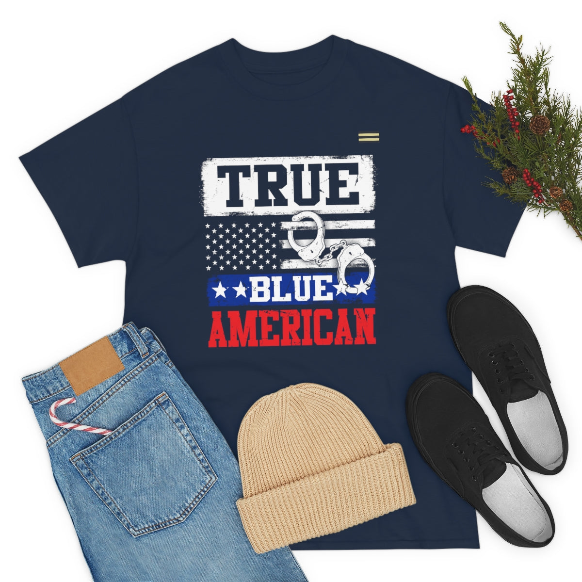 True Blue American Four Stars Law Enforcement T-shirt