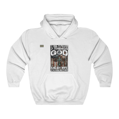 I Only Fear God & My Wife USA Flag & Cross Unisex Hoodie - Military Republic