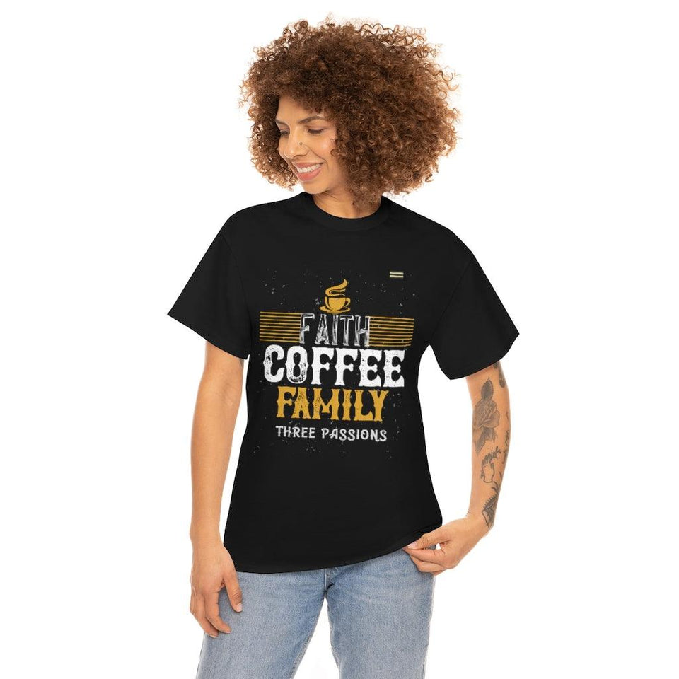 Love Faith, Coffee & Family Coffee Lover T-shirt - Military Republic