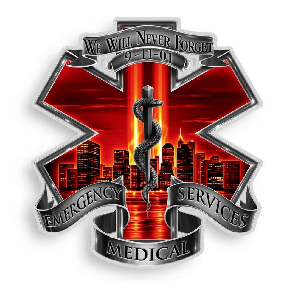 9/11 EMS Never Forget Decal-Military Republic