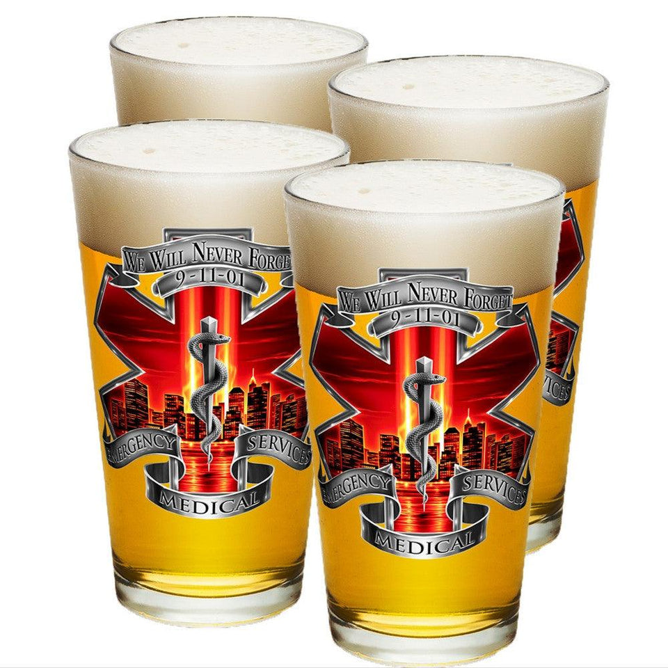 9/11 EMS Red Skies Pint Glasses-Military Republic