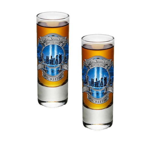 9/11 Firefighter Blue Skies Shot Glasses-Military Republic