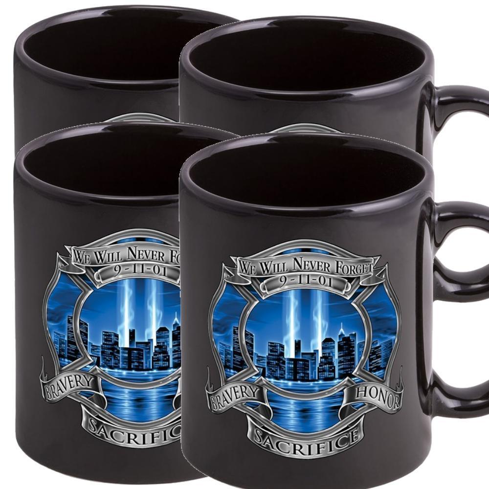 9/11 Firefighter Blue Skies Stoneware Mug Set - Black - Military Republic