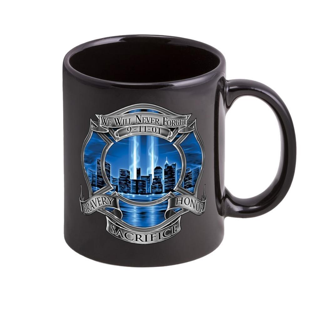 9/11 Firefighter Blue Skies Stoneware Mug Set - Black - Military Republic