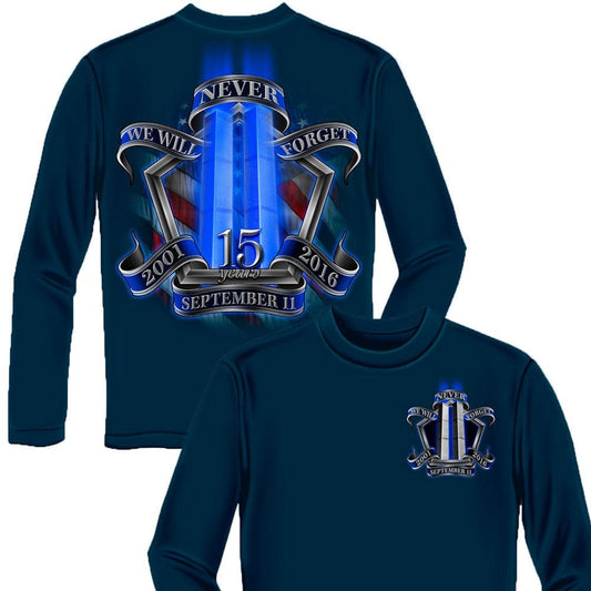 9/11 Memorial Navy Long Sleeve Shirt-Military Republic