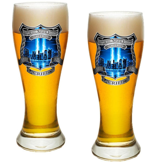 9/11 Police Blue Skies Pilsner Glass Set-Military Republic